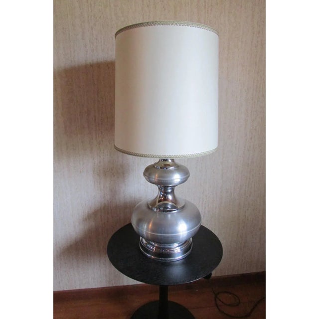 Gray Vintage Aluminum and Stainless Steel Table Lamp, 1970s For Sale - Image 8 of 9