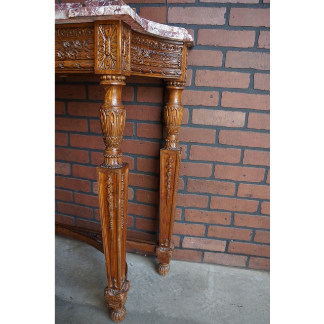Early 20th Century Antique French Louis XVI Marble Top Console Table For Sale - Image 5 of 9