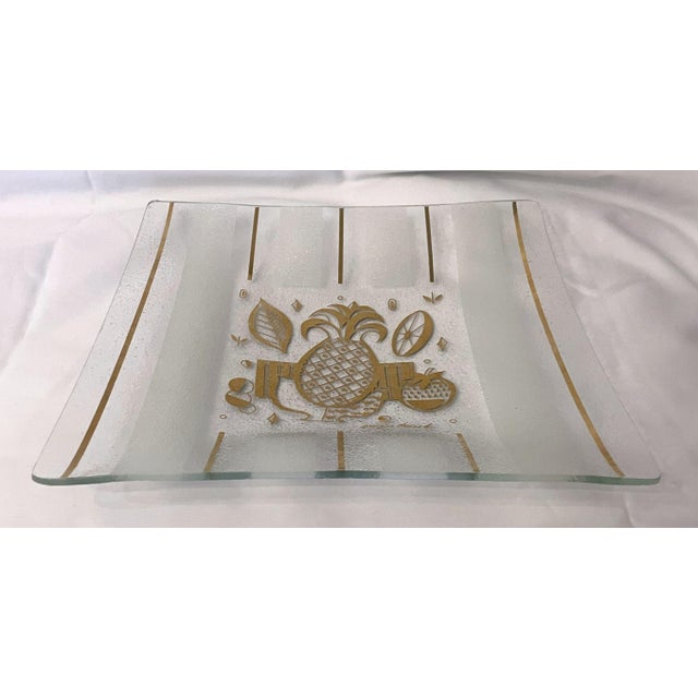 Wonderful Georges Briard mid-century modern glass serving tray in the "Pineapple Ambrosia" pattern