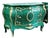 Grand French Louis XV Style Green Commode With Gold Leaf & Bronze Details – Luxury 3 Drawer Chest For Sale