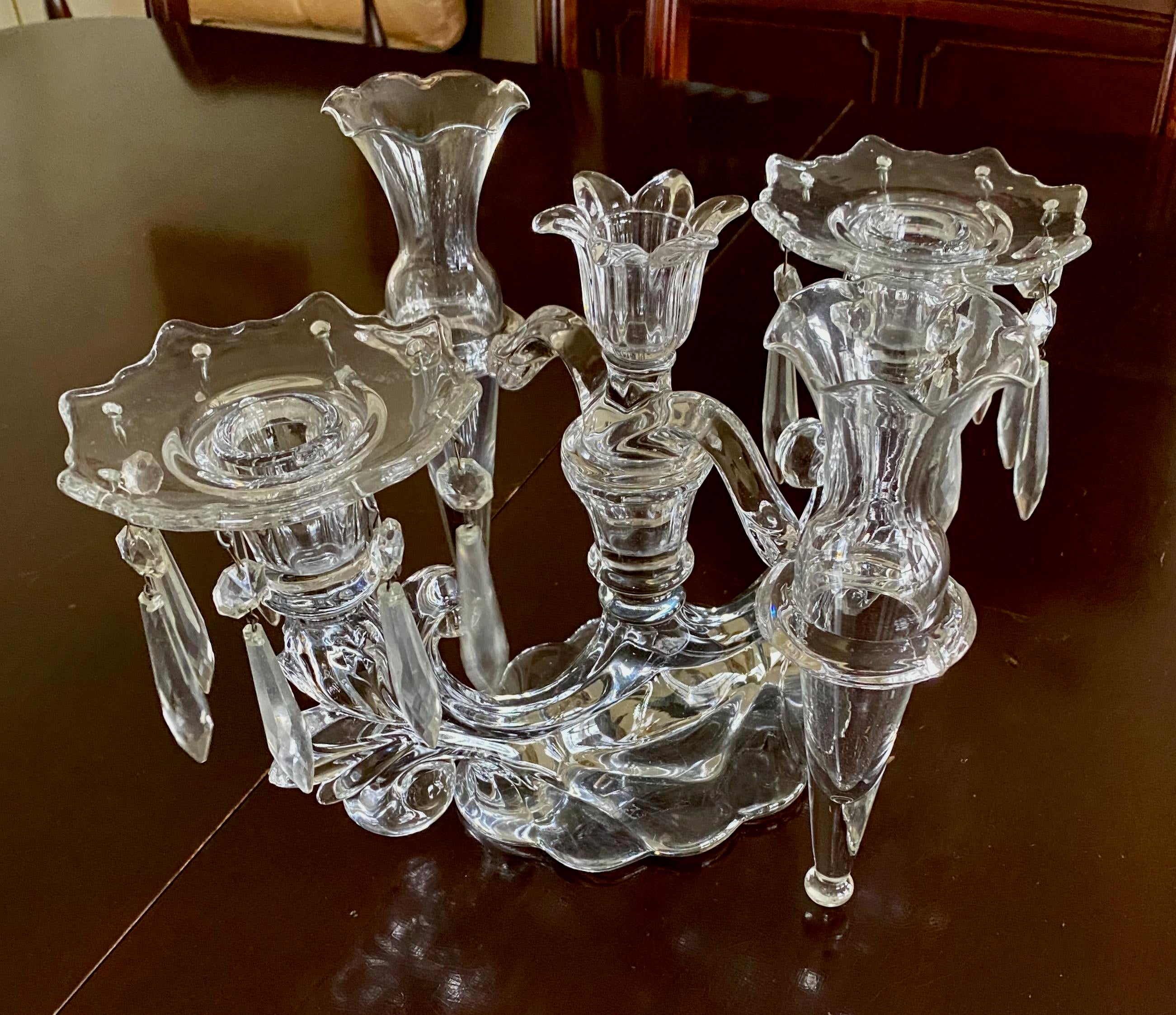 paire de Vintage Solid Brass 3-Candle Candelabra chandelier