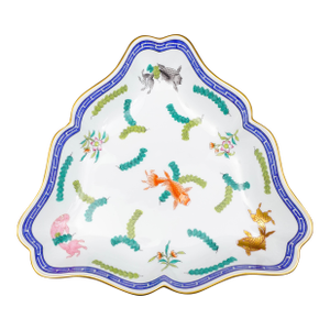 Mid 20th Century Herend Hungary 24k Gold Gilt Poisson Koi Fish Porcelain Triangle Dish 2191/Po