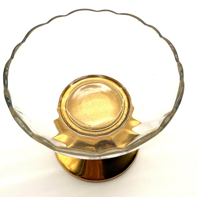 Gold Vintage Pair of Gold Plated Compote Crystal Serving Dishes For Sale - Image 8 of 9