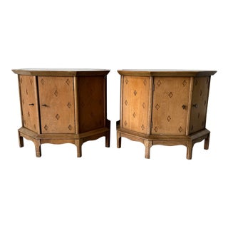 Thomasville “Horizon” Mid Century Stone Top Octagon End Tables- Nightstands - a Pair For Sale