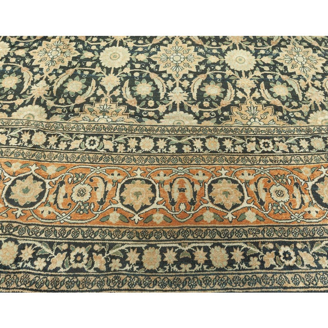 Antique Persian Kirman Botanic Handmade Wool Carpet For Sale - Image 4 of 10