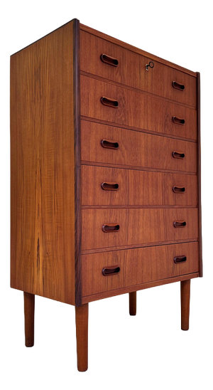 Teak Chest of Drawers with Lock, Denmark, 1960s