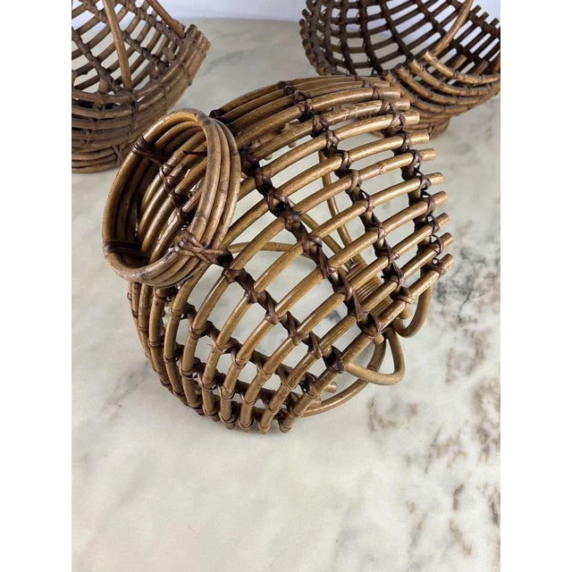 Set 3 bamboo baskets, Italy, 1960s Found in a villa of a well -known Sicilian seaside resort, Taormina. They are in good...