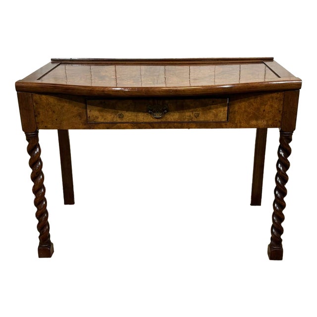 Antique English Burr Walnut Desk, 1900s For Sale