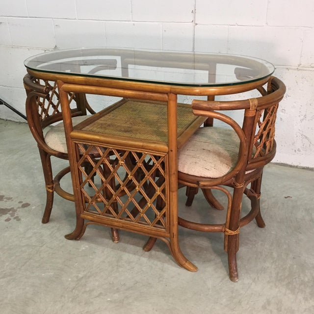 1960s Rattan & Glass Top Dining Set Chairish