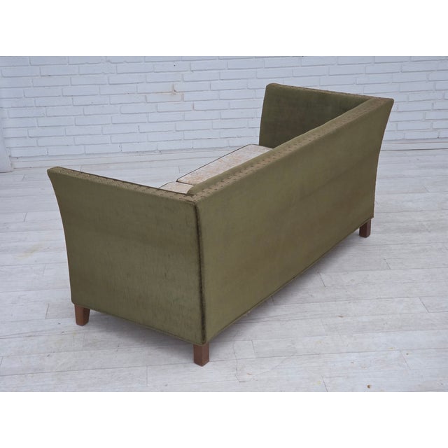 Danish 2-Seater Sofa in Green Velour and Oak, 1970s For Sale - Image 10 of 18
