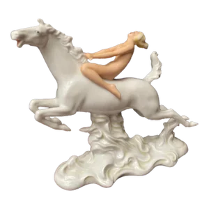 1940s Schaubach-Kunst Ceramic Statue of a Nude on Horseback