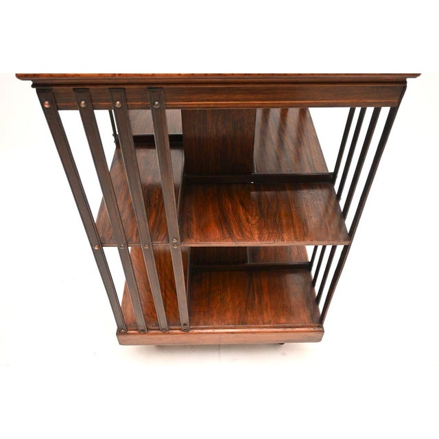 Antique Edwardian Inlaid Revolving Bookcase, 1900s For Sale - Image 6 of 7