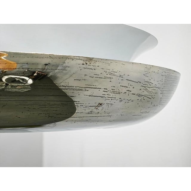 Metal Vintage Bauhaus UFO Chrome and Glass Pendant Light, Czechoslovakia, 1930s For Sale - Image 7 of 14