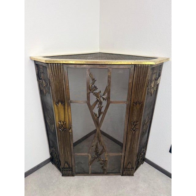 Exceptional antique corner fireplace screen, showcasing the exquisite craftsmanship of the Vienna Secession period (circa...