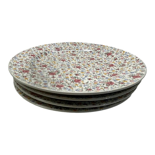 1990s Set of 4 Vintage Ralph Lauren "Belle Fleur" Floral Salad Plates | Cottagecore Dinnerware For Sale