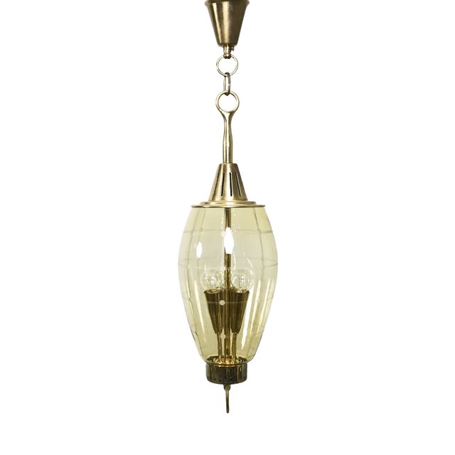 Three-Light Glass & Brass Hallway Lantern from Fontana Arte For Sale