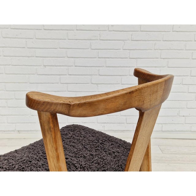 Wood Danish Oak & Faux Sheepskin Dining Chairs, 1960s, Set of 4 For Sale - Image 7 of 18