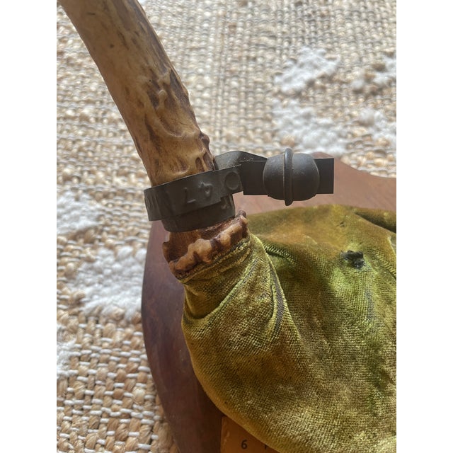 1948 Wall Hanging Vintage Antler Wall Hanging Plaque Mount With Velvet For Sale - Image 4 of 11