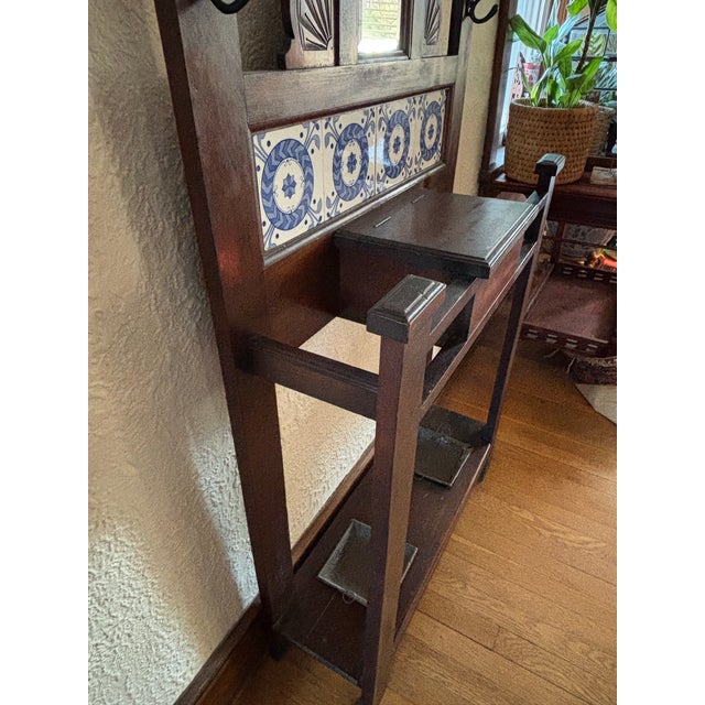19th Century Antique English Oak Hall Tree Stand For Sale - Image 9 of 12
