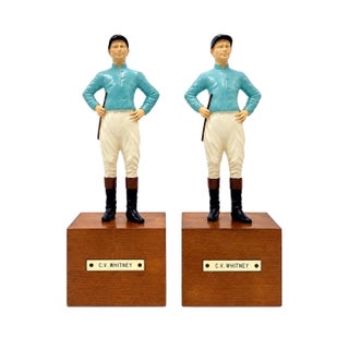 Pair Vintage Vanderbilt Whitney Estate Equestrian Jockey Bookends For Sale