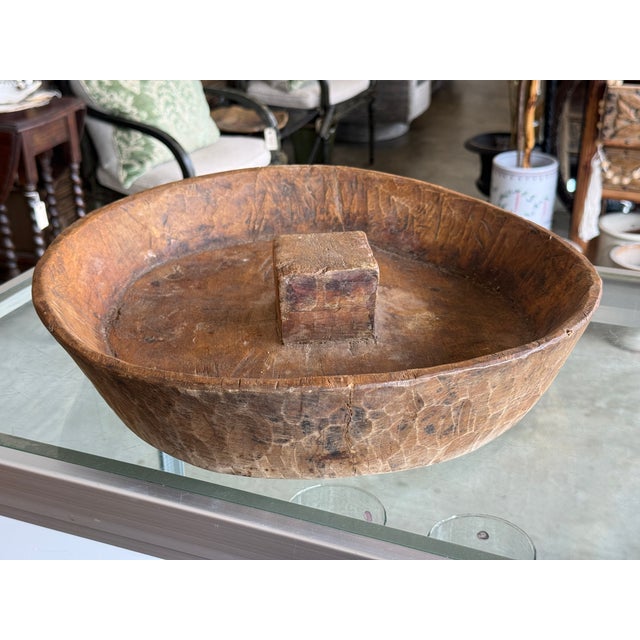 Vintage Rustic Wooden Primitive Dough Bowl For Sale In Charleston - Image 6 of 8
