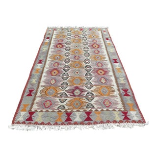 70s Turkish Handmade Rug Boho Area Kilim Rugs For Sale