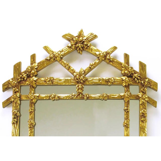 Hollywood Regency Gilt Black Forest Style Mirror With Segmented Frame For Sale - Image 3 of 7