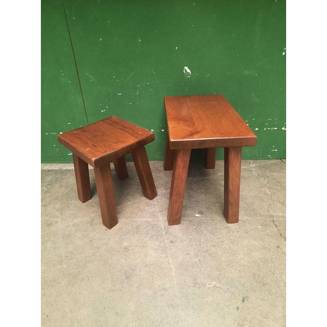 Vintage Brutalist Style Oak Side Tables, 1970s, Set of 2 For Sale - Image 4 of 8