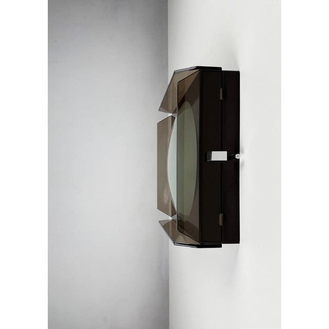 Glass Smoked Glass Wall Lamp by Veca, 1970s For Sale - Image 7 of 12