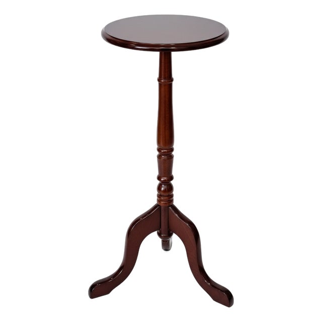 Late 20th Century Bombay Company Mahogany Pedestal Accent Side / Drink Table, Tripod Stand For Sale