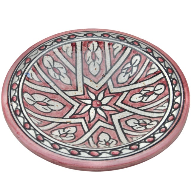 Antique Moroccan Arabesque-Motif Ceramic Plate For Sale - Image 4 of 8