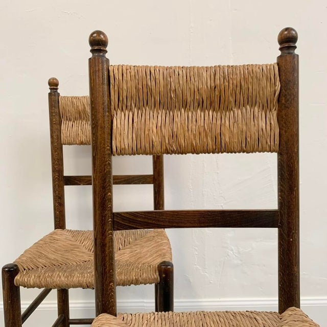 Mid-Century Oak and Straw Chairs by Charlotte Perriand, France, 1960s, Set of 6 For Sale - Image 14 of 17