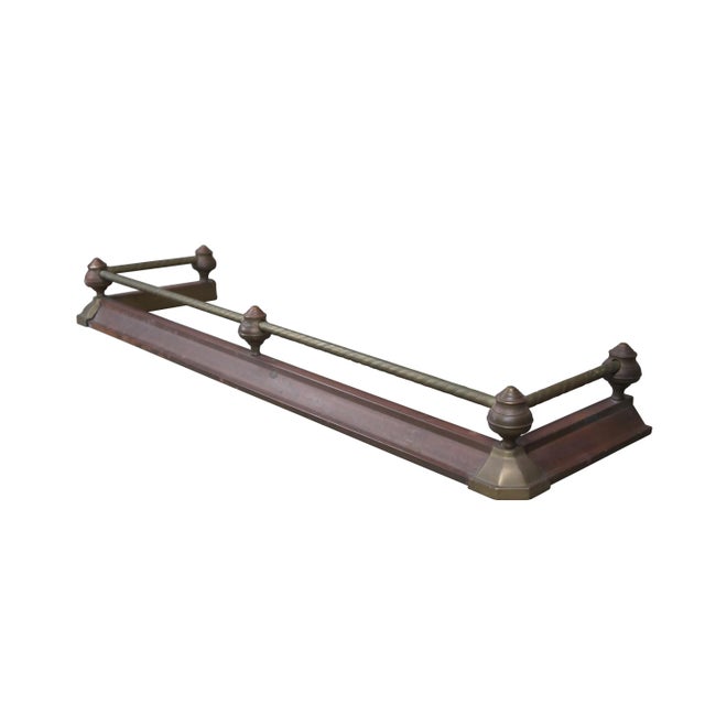 Vintage Decorative Crafts Inc brass fireplace fender. Styled in Victorian manner with with ball and stick styling, a rope...