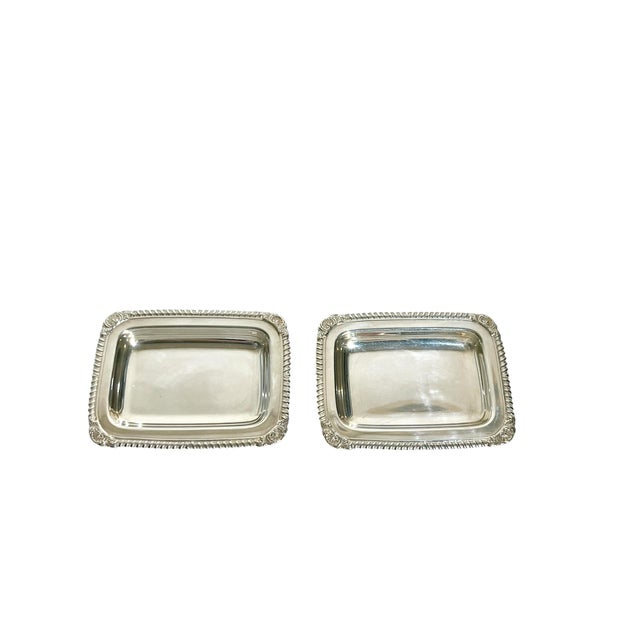 Vintage Matched Pair of Petite French Silver Plate Calling Card Trays With Shell Detailing For Sale - Image 4 of 13