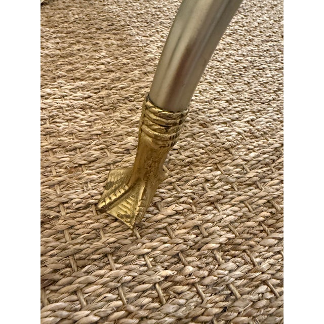 Maison Jansen Attributed Iron and Brass Swan Curule Stool For Sale - Image 12 of 12
