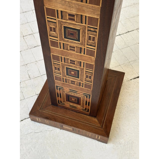 Vintage Exceptional Parquetry Pedestal Table With Hidden Compartment, Circa Mid 20th Century For Sale - Image 12 of 18