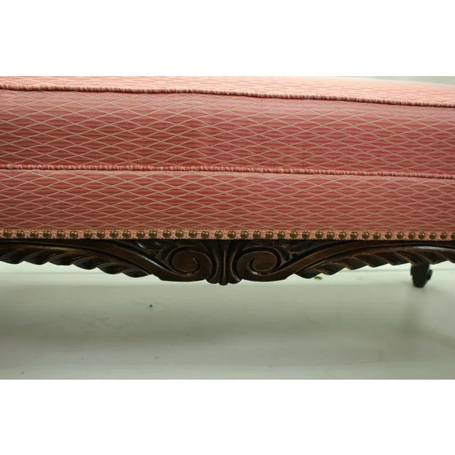 Carved Window Bench With Pink Upholstery 1930 For Sale In Philadelphia - Image 6 of 8