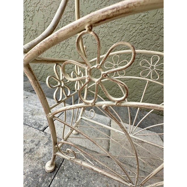Vintage 20th Century Iron Newspaper/Magazine Rack/Basket With Handle For Sale - Image 12 of 12