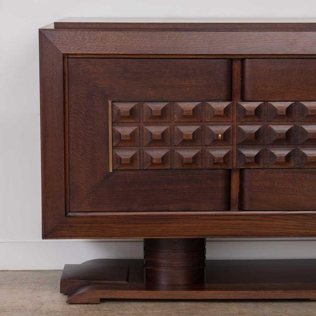 Wood 1940s French Carved Wood Sideboard by Charles Dudouyt, Attributed For Sale - Image 7 of 17