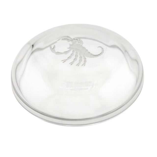 Mid-Century Modern Mid 20th Century Val Saint Lambert Crystal Scorpio Dish or Ashtray With Etched Scorpion Motif For Sale - Image 3 of 10