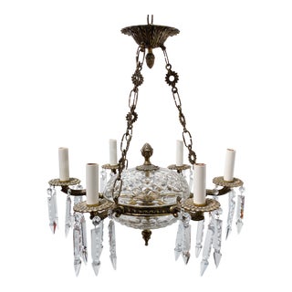 Neoclassica French Bronze Chandelier With Crystal Drops For Sale
