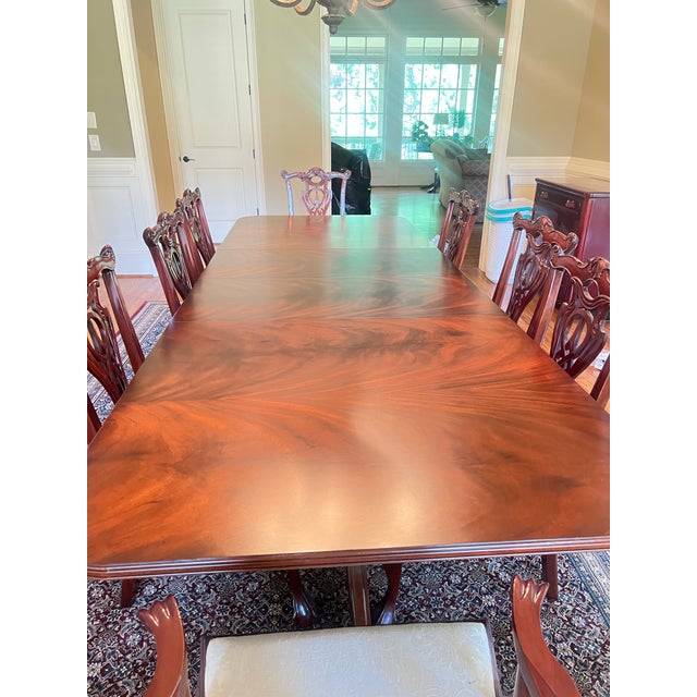 Maitland dining room table 10ft The 8 chairs are Bevan Funnell Reprodux Mahogany Chippendale-Style Dining Chairs — Ball &...