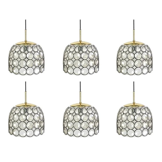 Minimalist iron and clear glass pendant light manufactured by limburg glashutte, germany, circa 1960-1969. High quality...