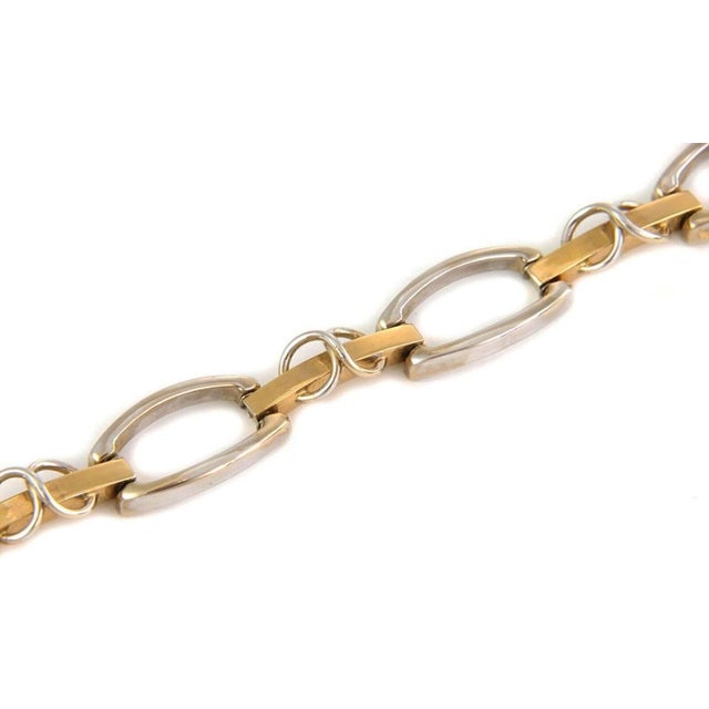 Contemporary Mid 20th Century Open Design 14k Two Tone Gold Link Bracelet For Sale - Image 3 of 4
