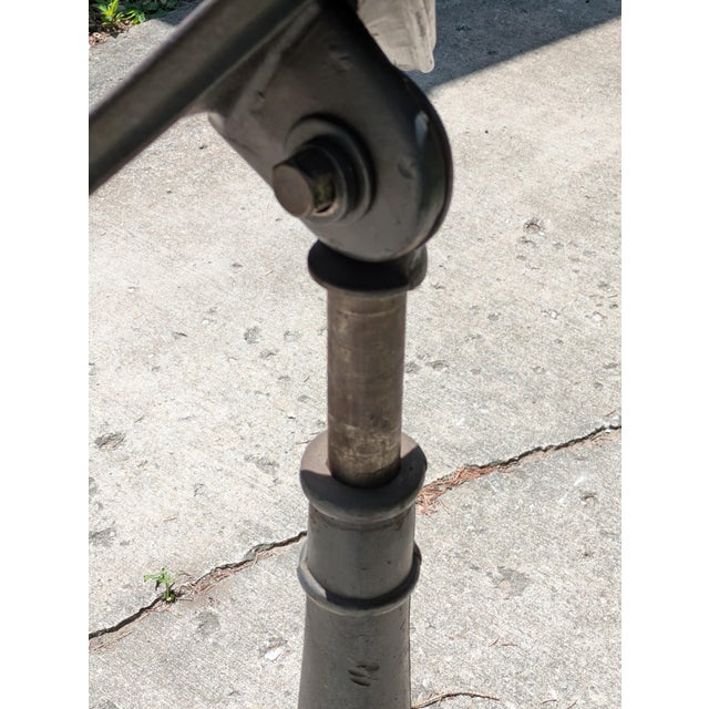 Metal Antique Industrial Cast Iron Adjustable Pedestal Base Drafting Artist Table For Sale - Image 7 of 15