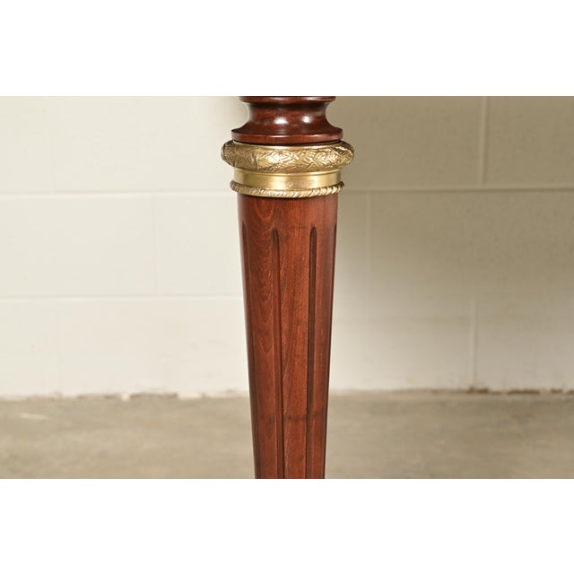 Maison Jansen Style French Regency Louis XVI Mahogany and Gilt Bronze Extension Dining Table, Newly Refinished For Sale - Image 12 of 15