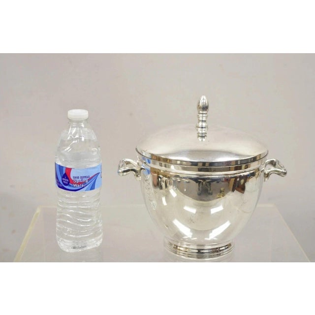 Vintage Knight Silversmiths Silver Plated Modern Lidded Bar Ice Bucket with Aluminum Lining. Circa Late 20th Century....