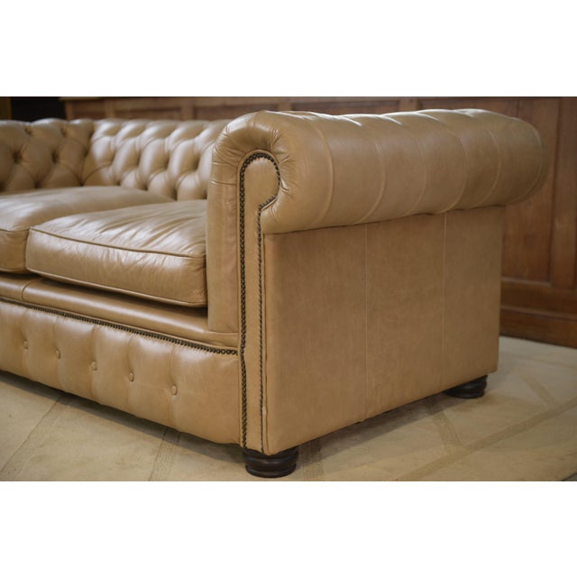 Vintage English Chesterfield Sofa in Beige Leather, 1990s For Sale - Image 11 of 15