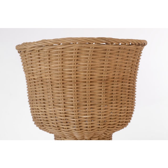 Tan Vintage Boho Wicker Rattan Pedestal Plant Stand For Sale - Image 8 of 12