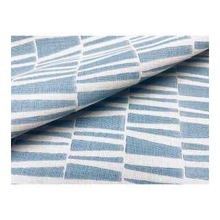 Galbraith & Paul Bartram Natural Blue Abstract Linen Upholstery Fabric For Sale